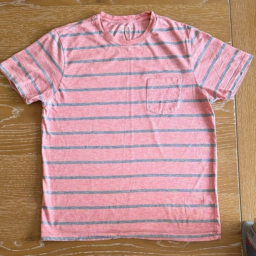 Banana Republic Coral and Gray Striped Tee